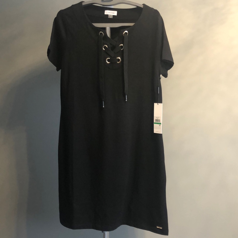 Calvin Klein Black Lace-Up Dress